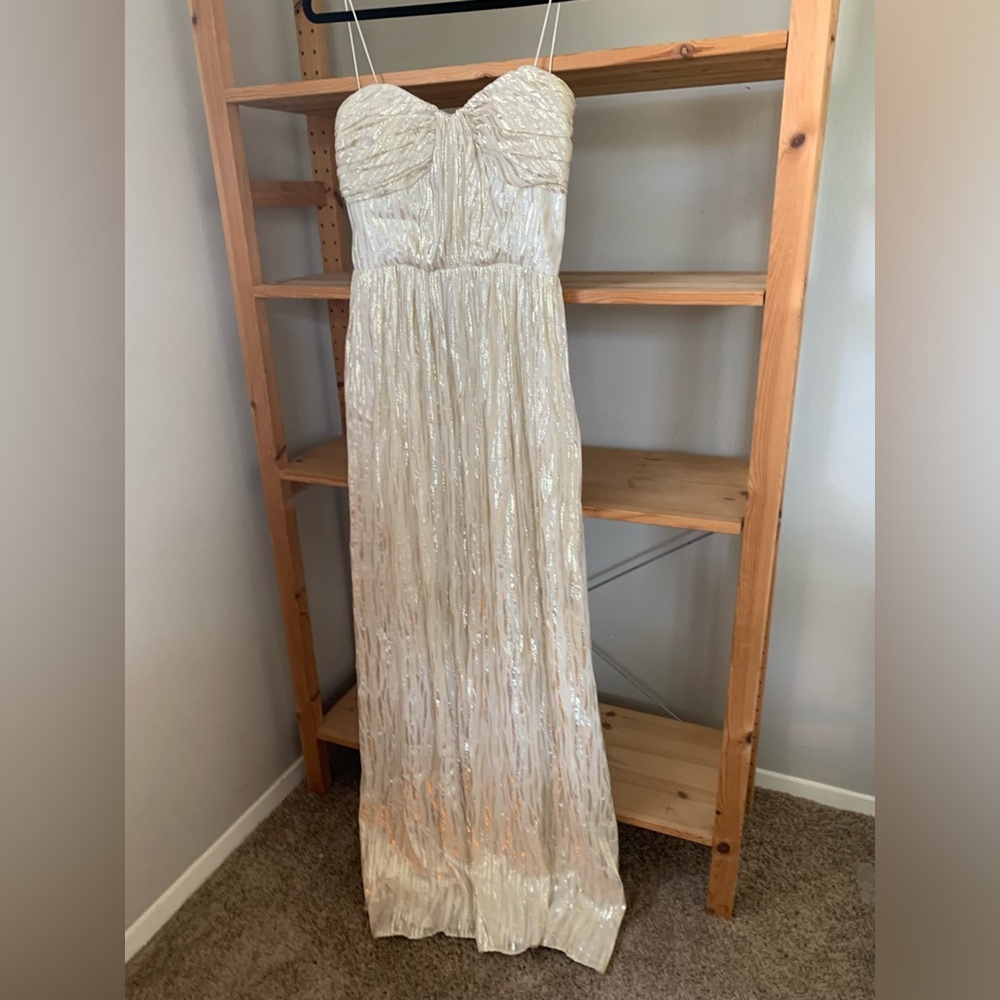 Erin Featherington Gold and Ivory Gown Size 4. Mesh back.